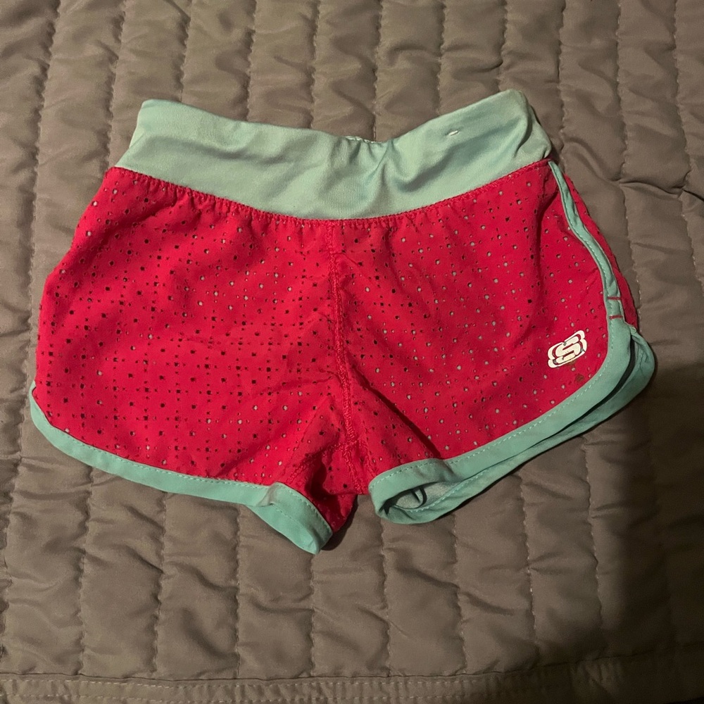 Skechers Red and Teal Kids Athletic Shorts
